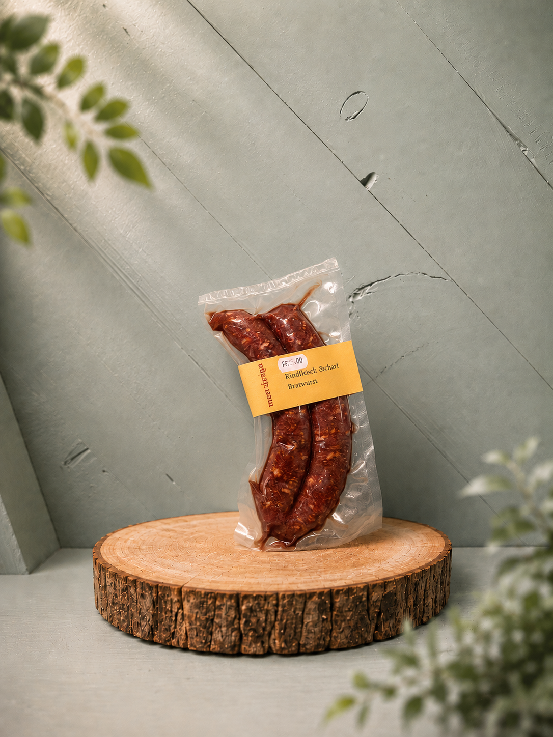 Wurstspezialität aus dem Hofladen im Vakuumbeutel